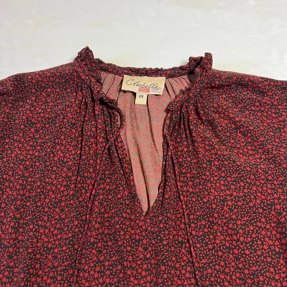 Cleobella Phoebe Ruffle Floral Top Size XS Flowy Boho Whisigoth Office Girly
